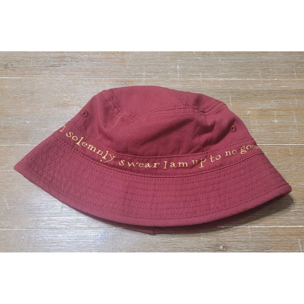 Harry Potter Marauders Map Reversible Bucket Hat Universal Studios Burgundy